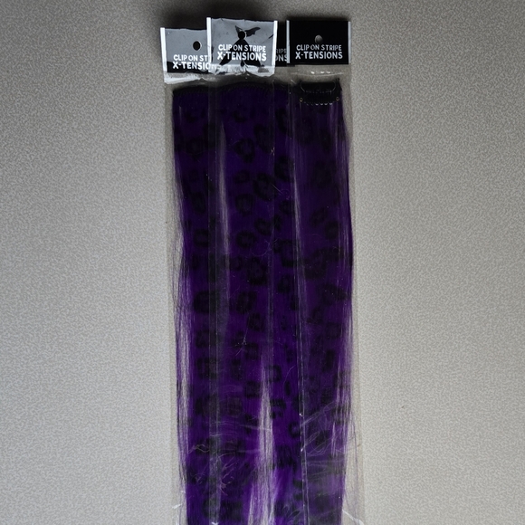 💜 4x Purple Leopard Print Hair Extension Clips - Picture 2 of 13
